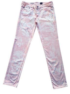 AG Jeans The Stilt Cigarette Leg Tie Dye Pink and White Cotton & Modal 29R